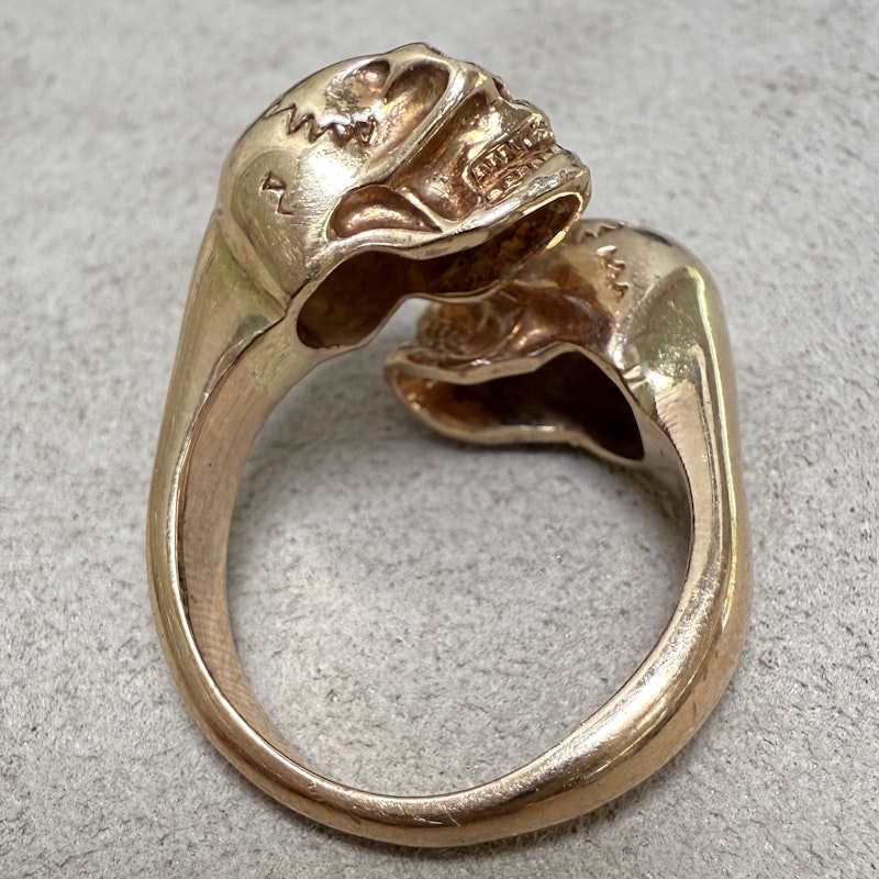 18K Rose Gold & Diamond Skull Bypass Ring