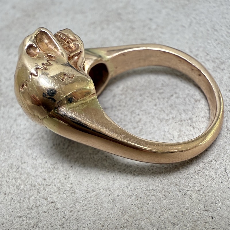 18K Rose Gold & Diamond Skull Bypass Ring