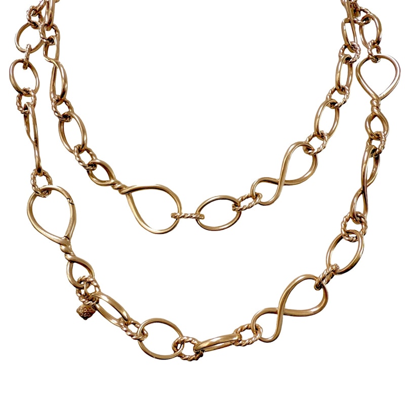 David Yurman 18k Rose Gold Continuance Chain Necklace & Bracelet