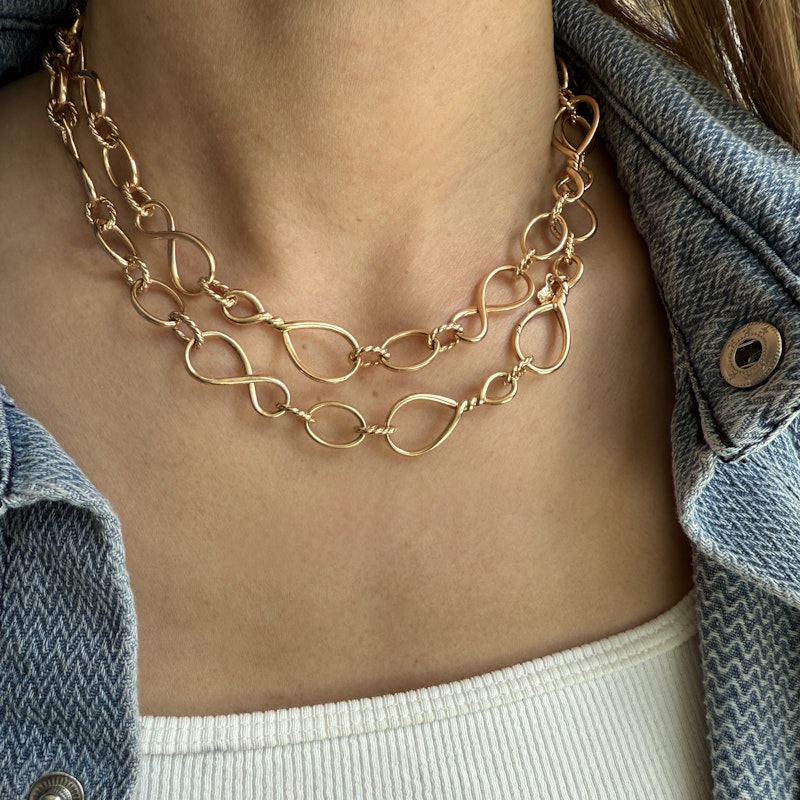 David Yurman 18k Rose Gold Continuance Chain Necklace & Bracelet