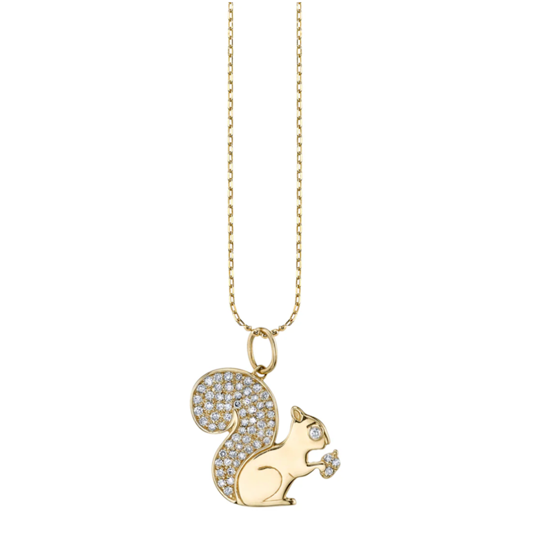 Sydney Evan 14k Yellow Gold & Diamond Squirrel Charm Necklace