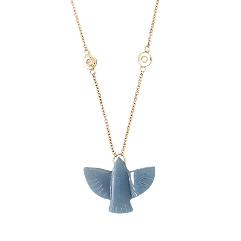 Jacquie Aiche 14k Baby Blue Opal Thunderbird Necklace