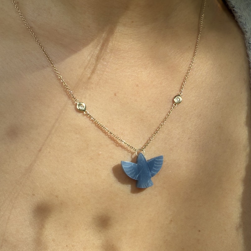 Jacquie Aiche 14k Baby Blue Opal Thunderbird Necklace