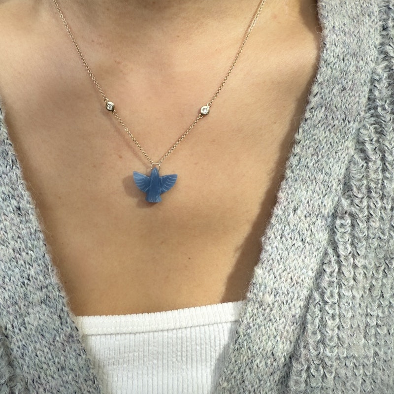 Jacquie Aiche 14k Baby Blue Opal Thunderbird Necklace