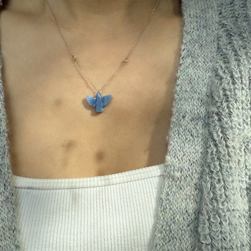 Jacquie Aiche 14k Baby Blue Opal Thunderbird Necklace
