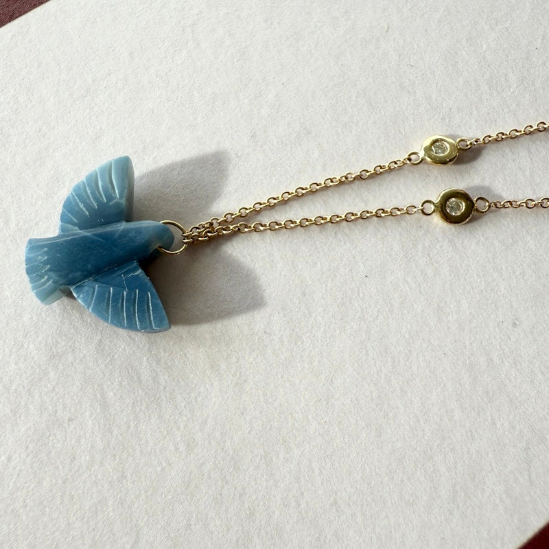 Jacquie Aiche 14k Baby Blue Opal Thunderbird Necklace