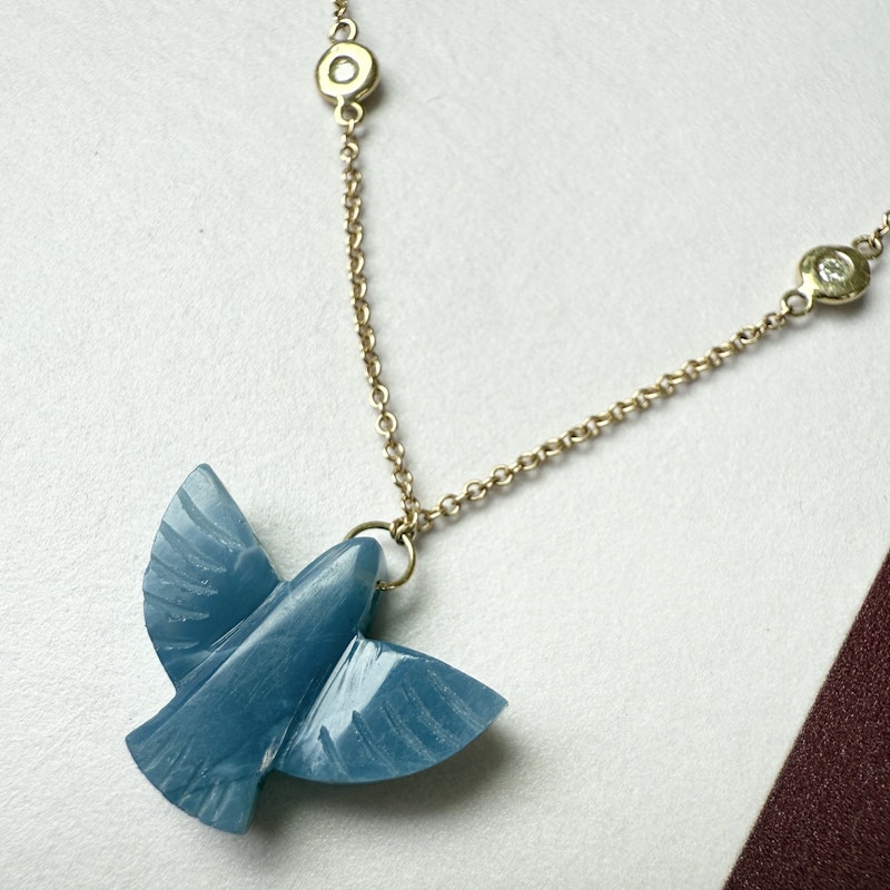Jacquie Aiche 14k Baby Blue Opal Thunderbird Necklace
