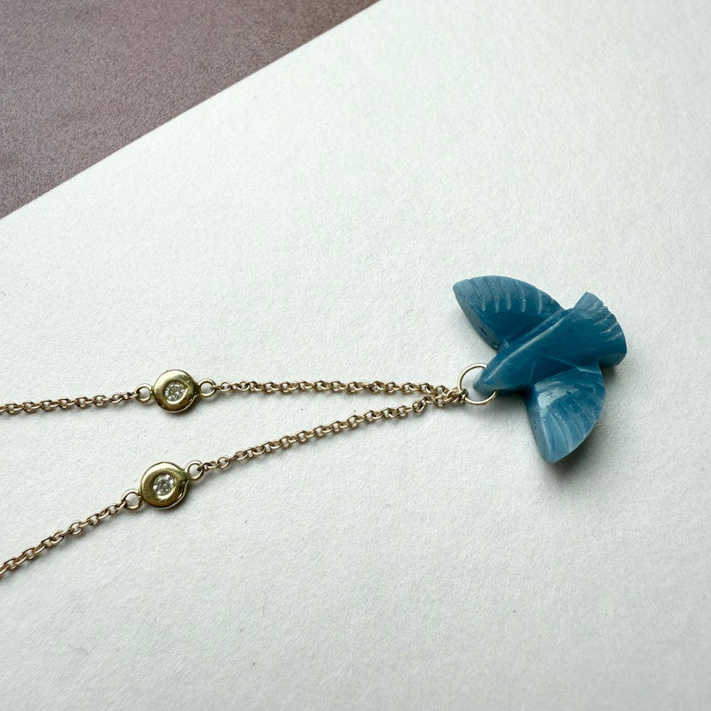 Jacquie Aiche 14k Baby Blue Opal Thunderbird Necklace