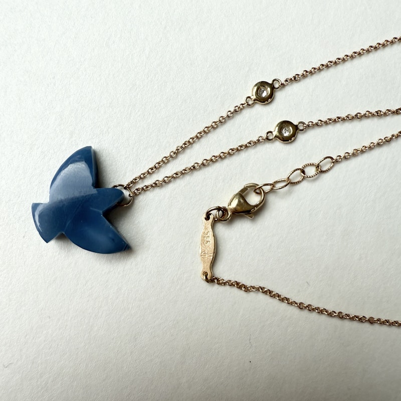 Jacquie Aiche 14k Baby Blue Opal Thunderbird Necklace