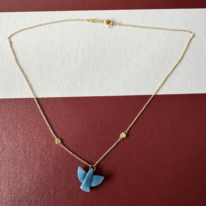 Jacquie Aiche 14k Baby Blue Opal Thunderbird Necklace