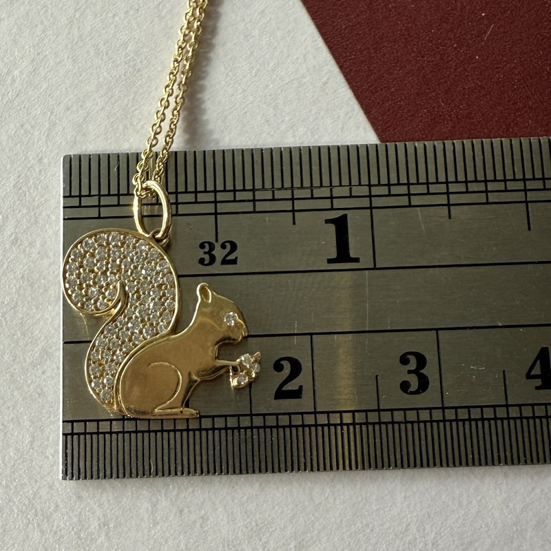 Sydney Evan 14k Yellow Gold & Diamond Squirrel Charm Necklace