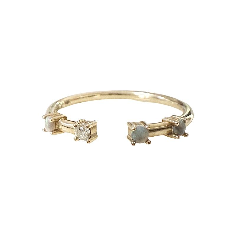 Bayou with Love 14k Yellow Gold Open Opal and Diamond Ring