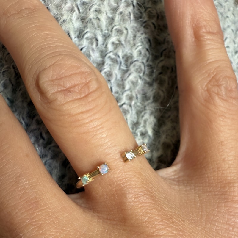 Bayou with Love 14k Yellow Gold Open Opal and Diamond Ring