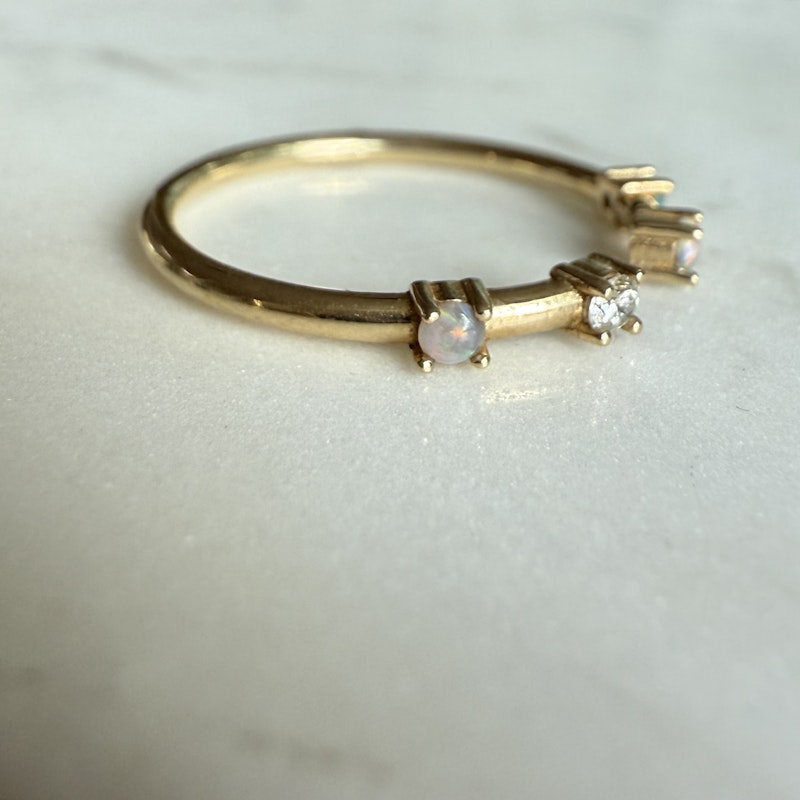 Bayou with Love 14k Yellow Gold Open Opal and Diamond Ring