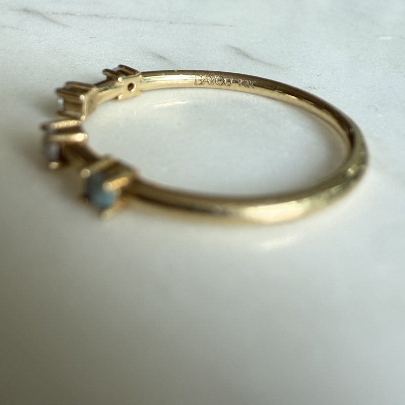 Bayou with Love 14k Yellow Gold Open Opal and Diamond Ring