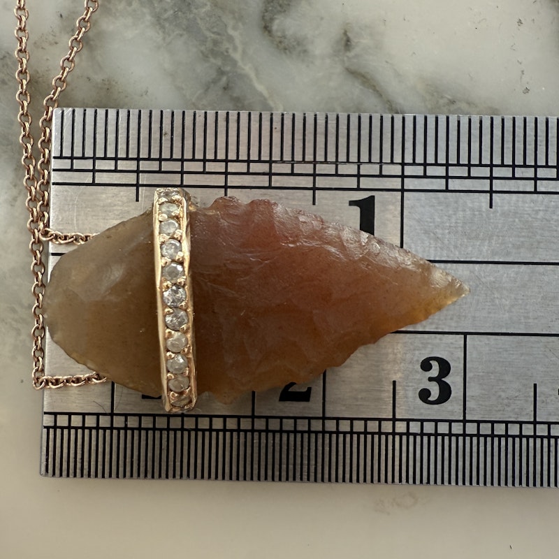 14k Rose Gold Agate and Diamond Arrowhead Necklace