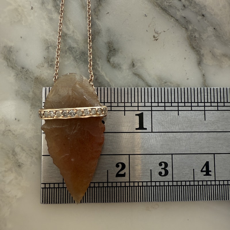 14k Rose Gold Agate and Diamond Arrowhead Necklace