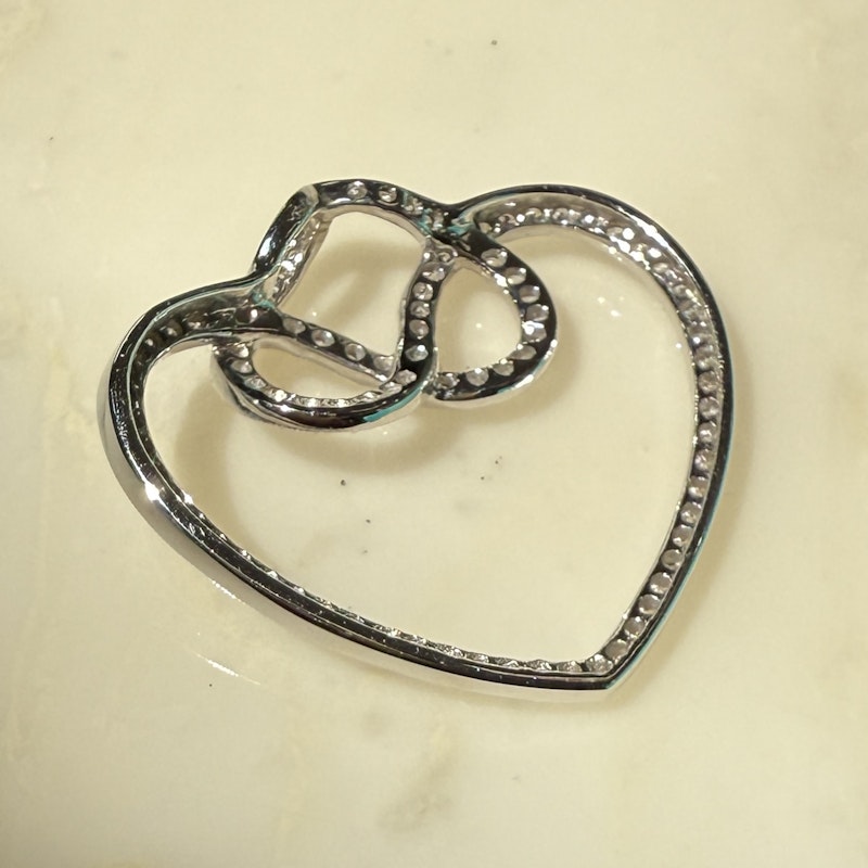 18k White Gold Diamond Infinity Halo Heart Pendant