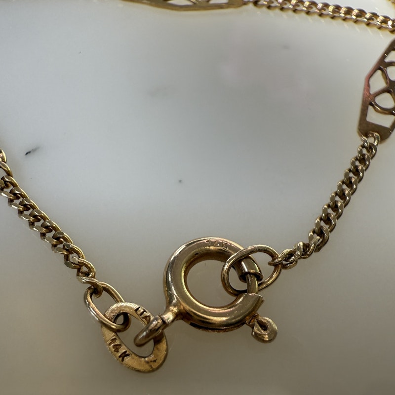 14k Italian Yellow Gold Filigree Chain Necklace