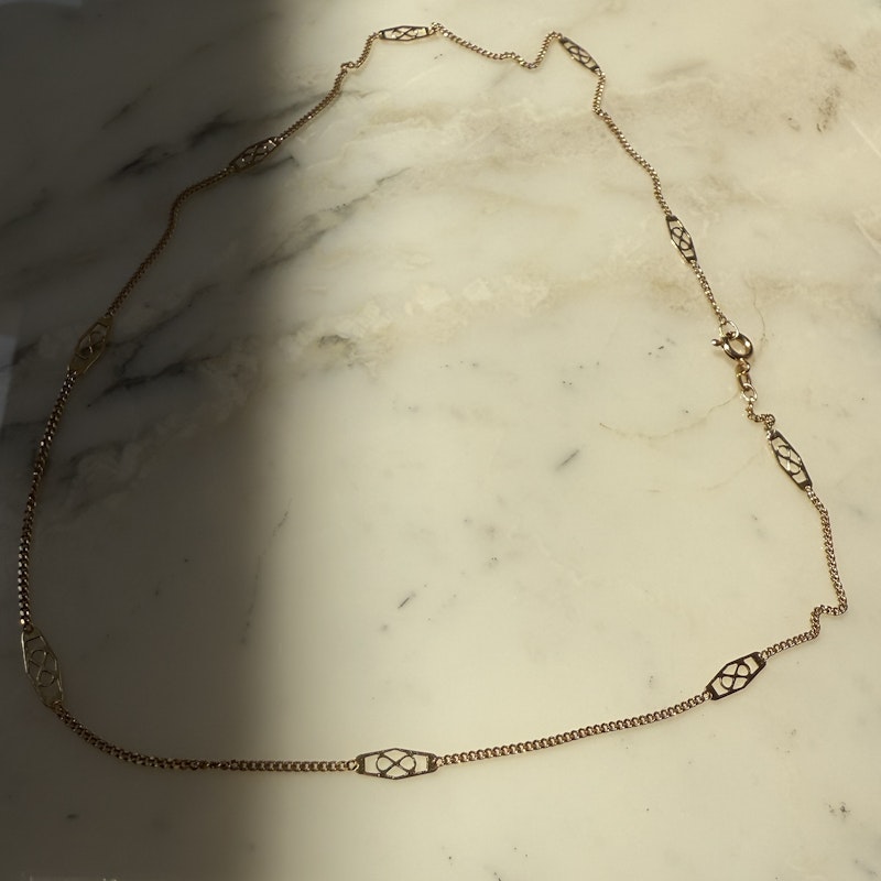 14k Italian Yellow Gold Filigree Chain Necklace