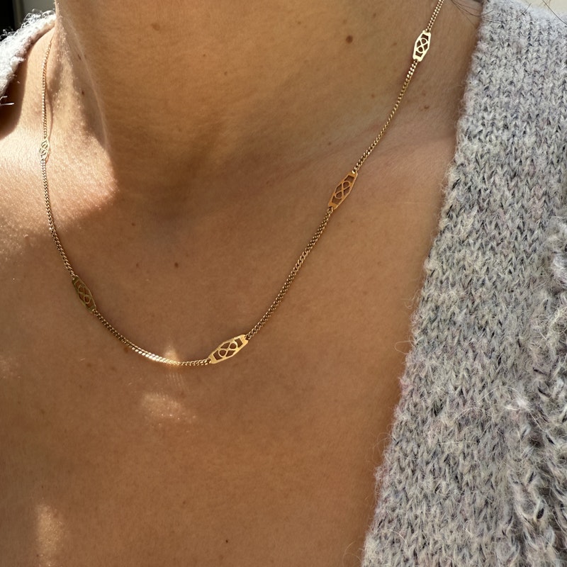 14k Italian Yellow Gold Filigree Chain Necklace