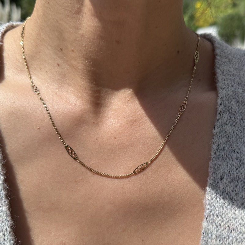 14k Italian Yellow Gold Filigree Chain Necklace