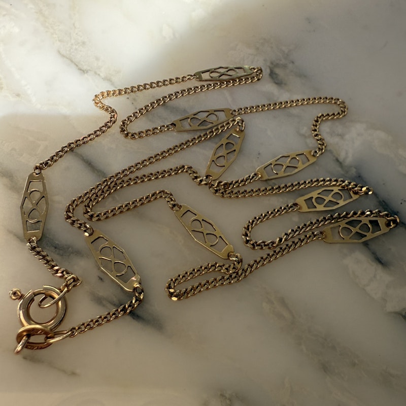 14k Italian Yellow Gold Filigree Chain Necklace