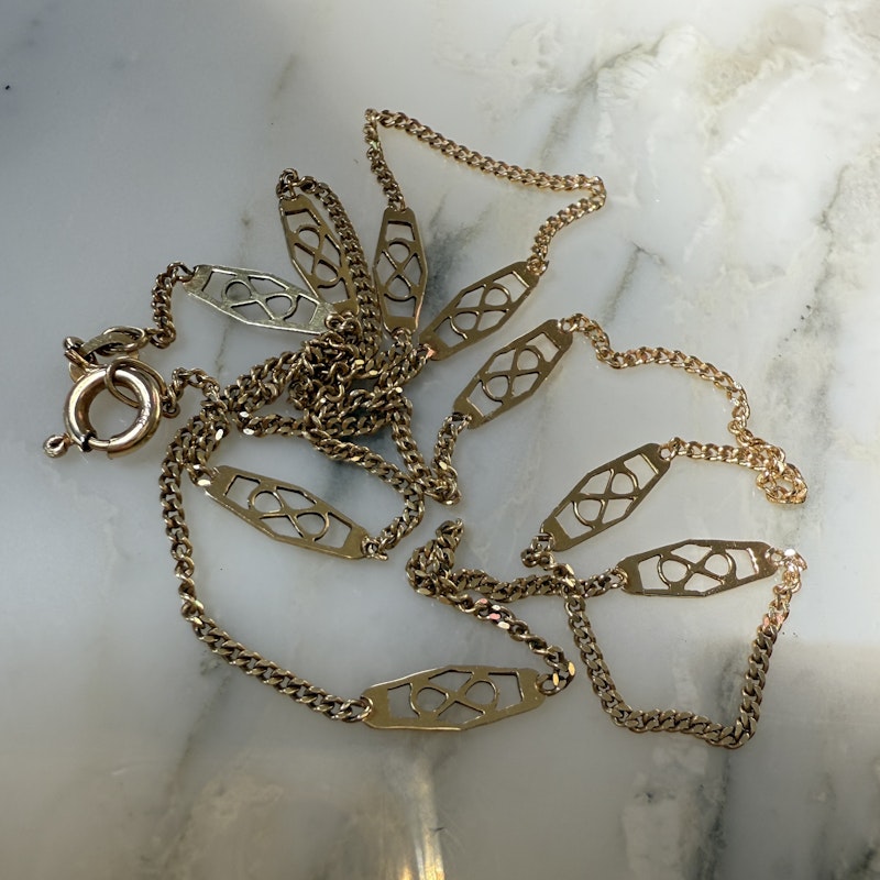 14k Italian Yellow Gold Filigree Chain Necklace