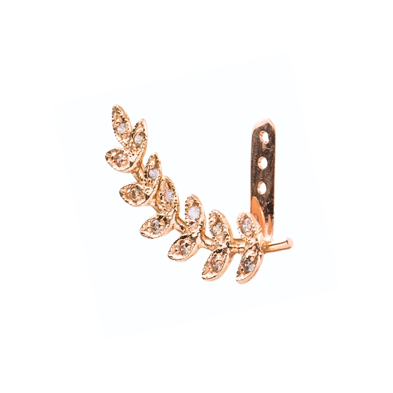 Jacquie Aiche 14k Rose Gold Leaf Ear Jacket Enhancer