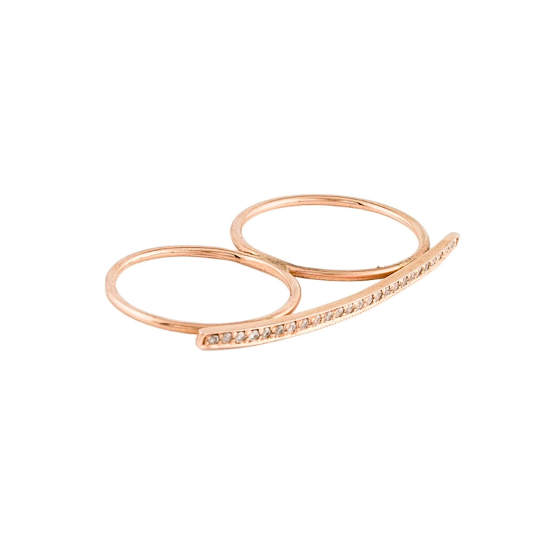 Jacquie Aiche 14k Rose Gold Diamond Pavé Bar Knuckle Ring