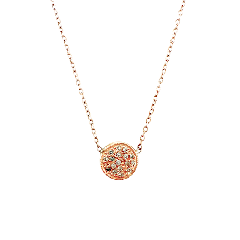 Jacquie Aiche 14k Rose Gold Diamond Pavé Disc Necklace