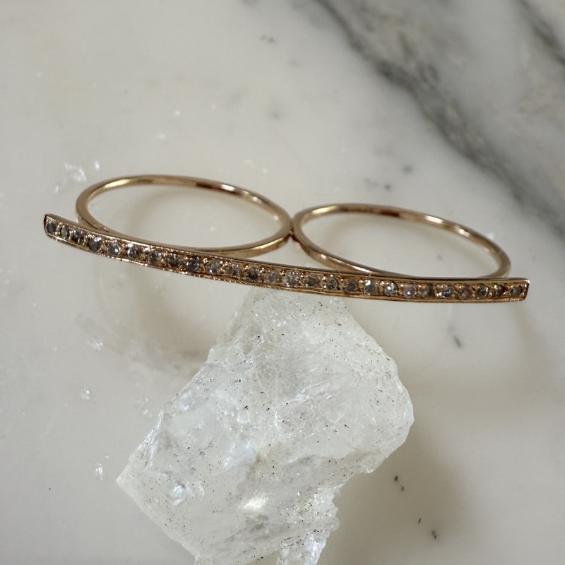 Jacquie Aiche 14k Rose Gold Diamond Pavé Bar Knuckle Ring