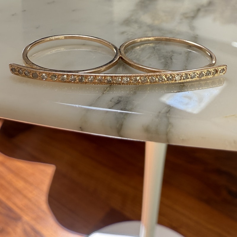 Jacquie Aiche 14k Rose Gold Diamond Pavé Bar Knuckle Ring