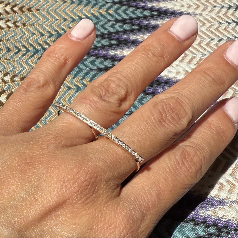 Jacquie Aiche 14k Rose Gold Diamond Pavé Bar Knuckle Ring
