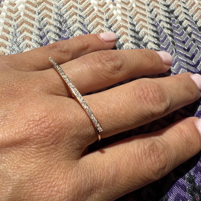 Jacquie Aiche 14k Rose Gold Diamond Pavé Bar Knuckle Ring
