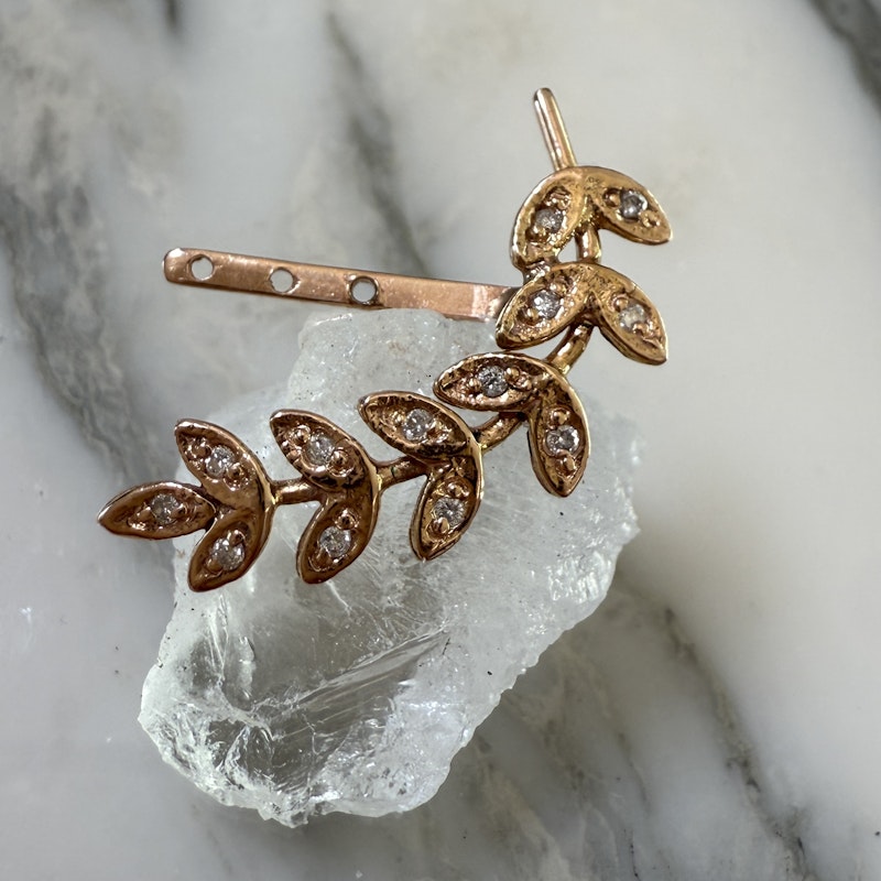 Jacquie Aiche 14k Rose Gold Leaf Ear Jacket Enhancer