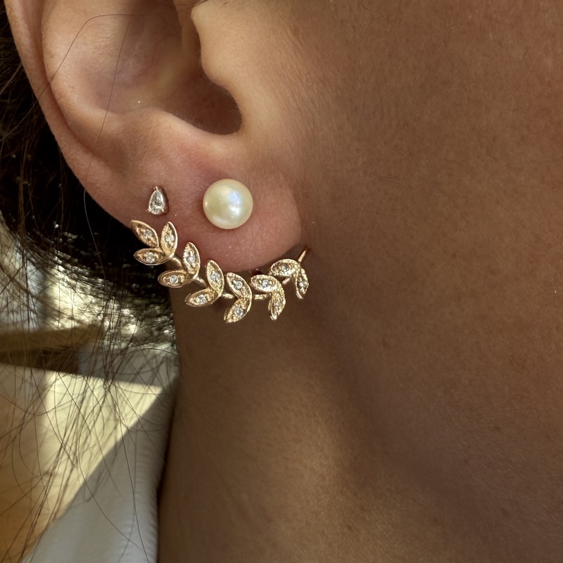 Jacquie Aiche 14k Rose Gold Leaf Ear Jacket Enhancer