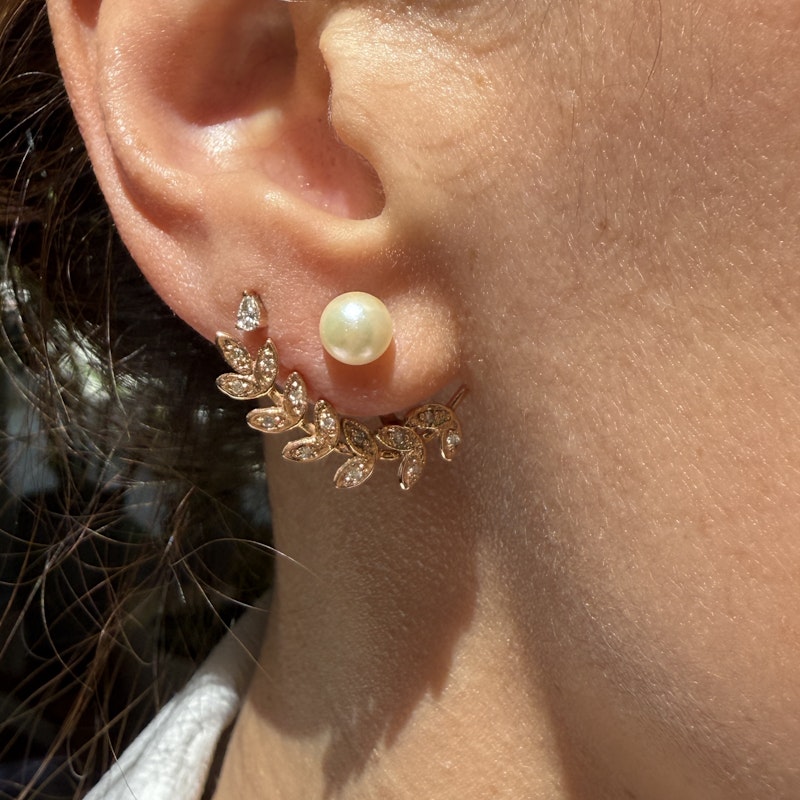 Jacquie Aiche 14k Rose Gold Leaf Ear Jacket Enhancer