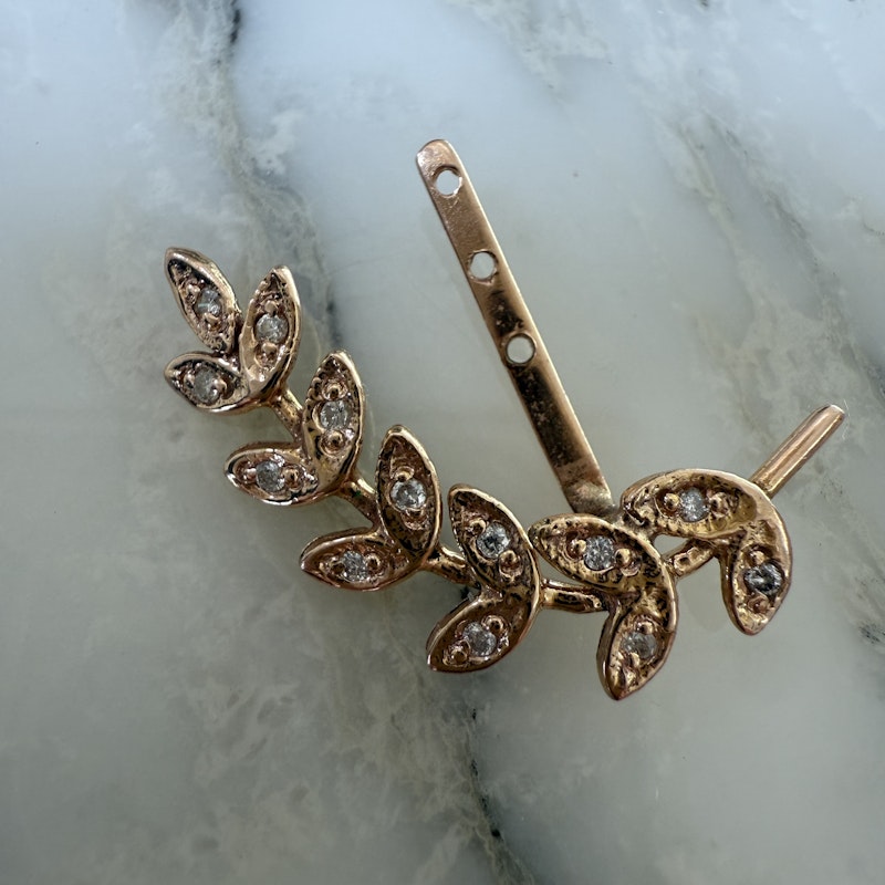 Jacquie Aiche 14k Rose Gold Leaf Ear Jacket Enhancer