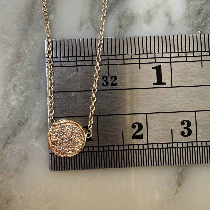 Jacquie Aiche 14k Rose Gold Diamond Pavé Disc Necklace