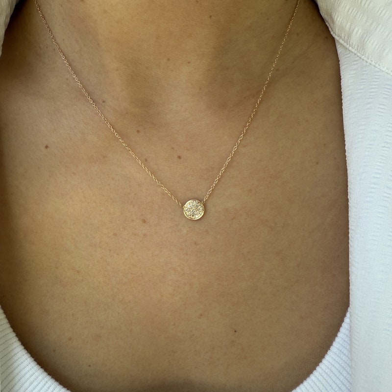 Jacquie Aiche 14k Rose Gold Diamond Pavé Disc Necklace