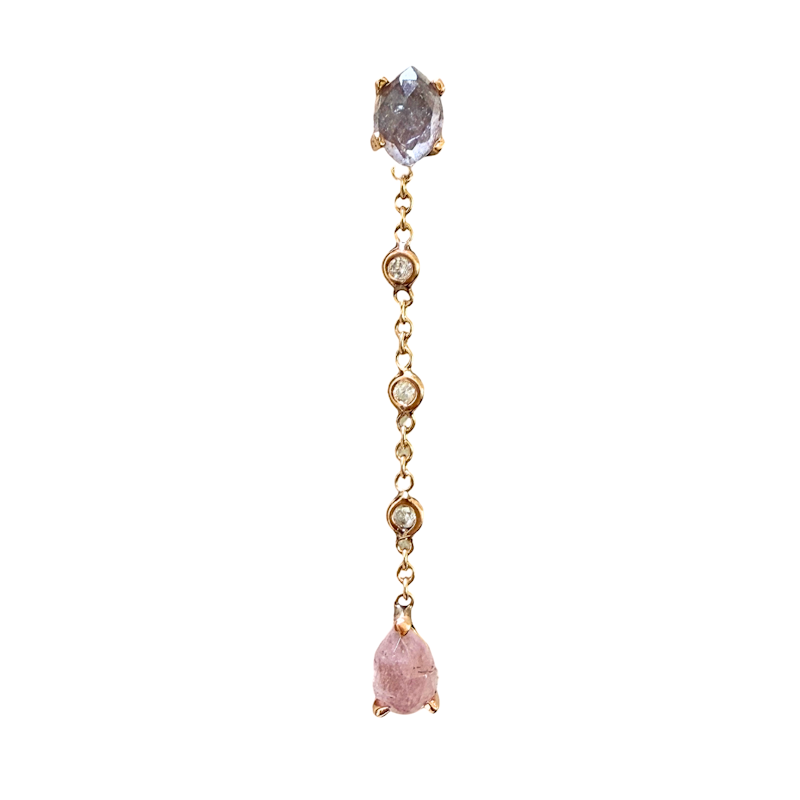 Jacquie Aiche 14k Rose Gold Amethyst and Pink Quartz Drop Earring