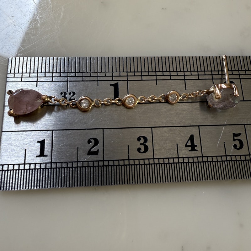Jacquie Aiche 14k Rose Gold Amethyst and Pink Quartz Drop Earring