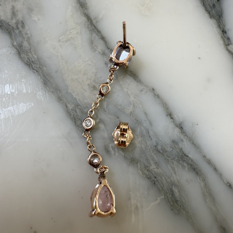 Jacquie Aiche 14k Rose Gold Amethyst and Pink Quartz Drop Earring