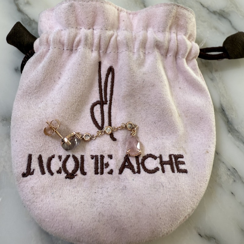 Jacquie Aiche 14k Rose Gold Amethyst and Pink Quartz Drop Earring