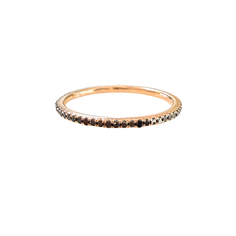 14k Rose Gold Black Diamond Eternity Band Ring
