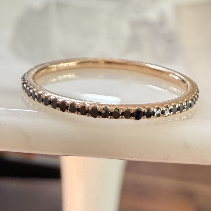 14k Rose Gold Black Diamond Eternity Band Ring