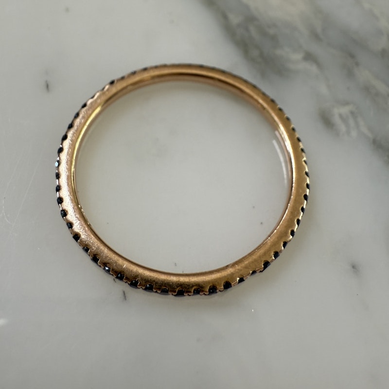 14k Rose Gold Black Diamond Eternity Band Ring