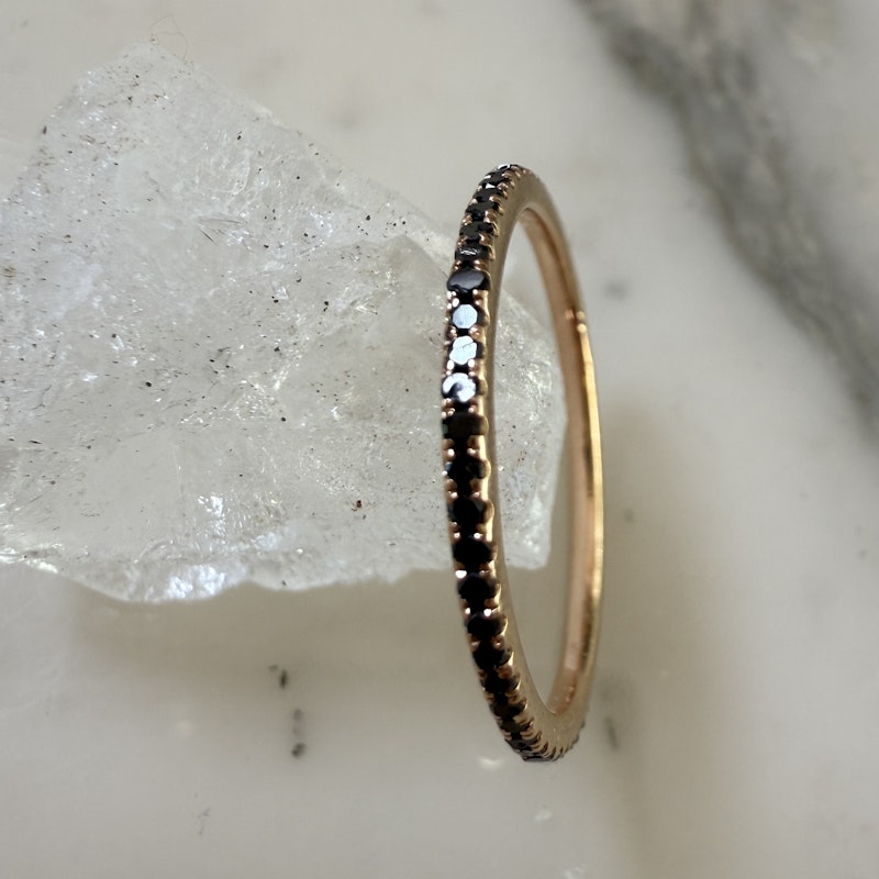 14k Rose Gold Black Diamond Eternity Band Ring