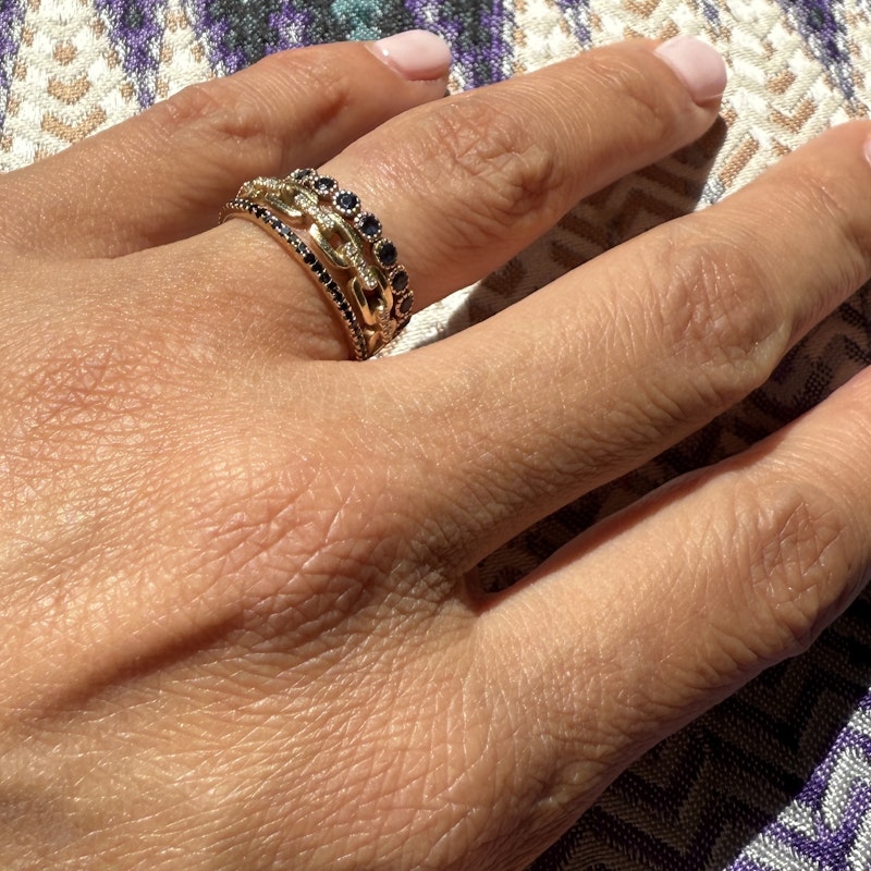14k Rose Gold Black Diamond Eternity Band Ring